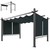 4m x 3m Garden Pergola with Retractable Roof Canopy & Roll-Up Side Panels – Modern Outdoor Gazebo Shelter, Adjustable Sun Shade Patio Cover, Dark Grey