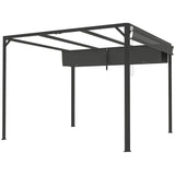 3m x 3m Aluminium Pergola – Dark Grey Retractable Roof with Side Wall, Outdoor Patio Shade Shelter