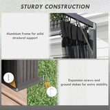 3m x 3m Aluminium Pergola – Dark Grey Retractable Canopy Roof with Mesh Curtains, Outdoor Patio Garden Shelter + Ground Fixings