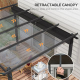 3m x 4m Aluminium Retractable Pergola – Dark Grey Outdoor Patio Garden Shade Shelter