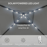 3m x 3m Black Pop Up Gazebo Party Tent with Solar-Powered LED Lights and Adjustable Netting
