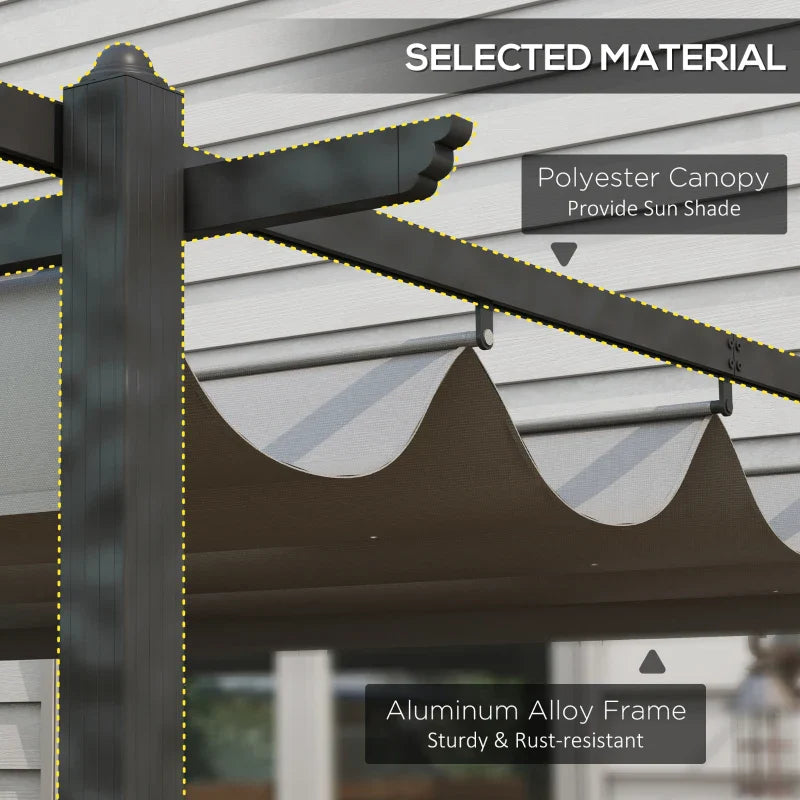 4m x 3m Aluminium Pergola – Grey Retractable Criss Cross Roof, Outdoor Patio Garden Shade Shelter