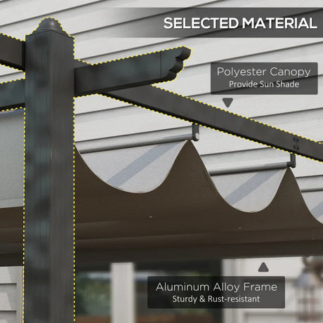 4m x 3m Aluminium Pergola – Grey Retractable Criss Cross Roof, Outdoor Patio Garden Shade Shelter