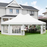 10-Sided Decagonal Garden Gazebo Party Tent - Heavy Duty Metal Frame Canopy (8.9m x 6.5m) - White