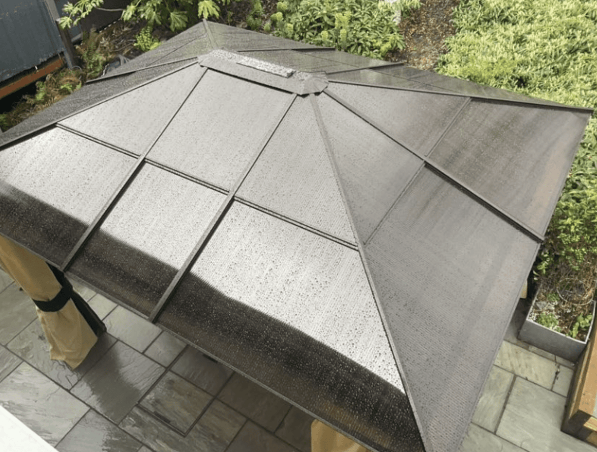 SolarLite Pavilion: 3 x 3.6m Aluminium-Clad Garden Gazebo with Polycarbonate Roof, LED Illumination & Protective Netting - Trade Warehouse