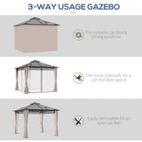 SunnyPlex DualCanopy: 3x3m Steel-Framed Outdoor Garden Gazebo with Protective Polycarbonate Roofing - Trade Warehouse