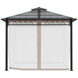 SunnyPlex DualCanopy: 3x3m Steel-Framed Outdoor Garden Gazebo with Protective Polycarbonate Roofing - Trade Warehouse