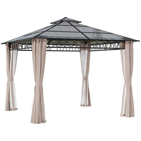 SunnyPlex DualCanopy: 3x3m Steel-Framed Outdoor Garden Gazebo with Protective Polycarbonate Roofing - Trade Warehouse
