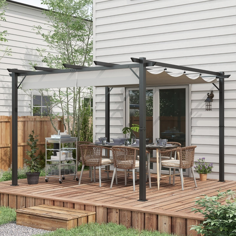 3m x 3m Aluminium Pergola Gazebo – Light Grey Canopy Awning, Outdoor Garden Sun Shade Shelter for BBQ & Patio