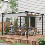 3m x 3m Aluminium Pergola Gazebo – Light Grey Canopy Awning, Outdoor Garden Sun Shade Shelter for BBQ & Patio