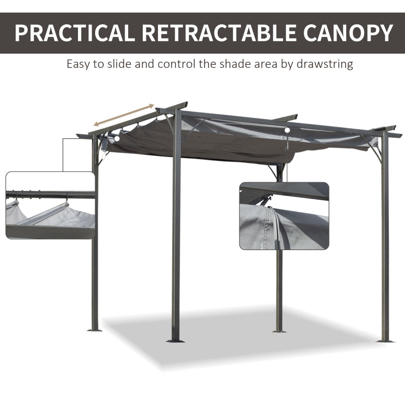 3m x 3m Metal Patio Gazebo – Grey Canopy Roof Outdoor Shelter