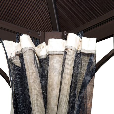 TriShade Enclave: 3x3 m Gazebo with Mosquito Net in Brown, Black, and Beige - Trade Warehouse