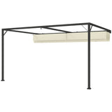 4m x 3m Metal Pergola with Retractable Sliding Canopy – Cream Garden Shade Gazebo for Patio & Deck