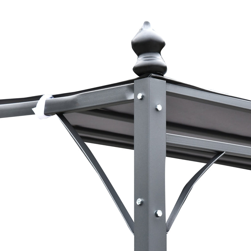 4m x 3m Curved Roof Metal Pergola – Grey Outdoor Patio Shelter