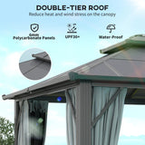 3m x4m Hardtop Gazebo Canopy - UPF30+ Protection, Permanent Pavilion with Mosquito Netting and Curtains