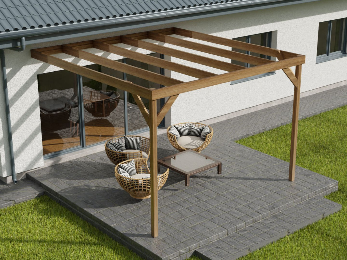 Wall-mounted Wooden Box Pergola Kit
