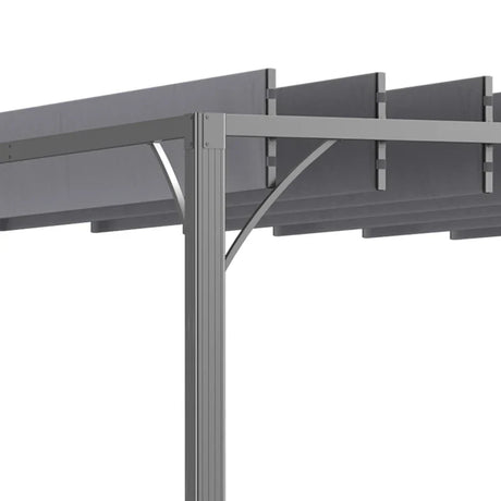 3m x 3m Heavy Duty Aluminium Pergola – Grey Retractable Roof Patio Shelter, Hardtop Style Outdoor Shade Cover