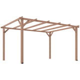 4x3m Wooden Pergola Kit with Triangle Supports – Garden Gazebo Grape Trellis Frame, 6-Beam Maple Wood-Effect Design