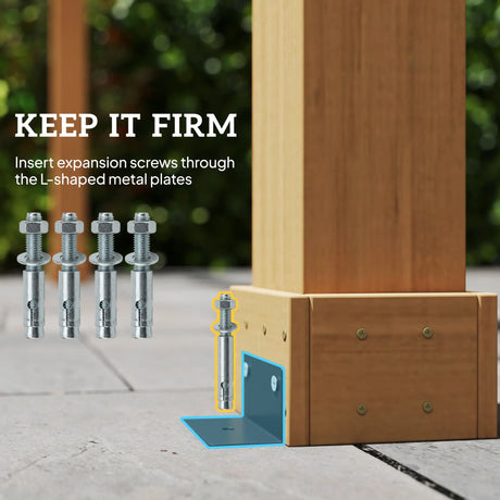 3.6x3.6m Wooden Garden Pergola Kit – Dark Brown Pergola Gazebo Grape Trellis with Stable Support Structure