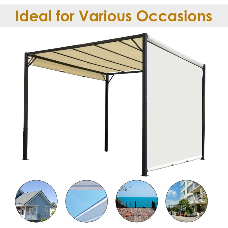 3m x 3m Metal Pergola – Cream Frame with Beige Canopy Roof