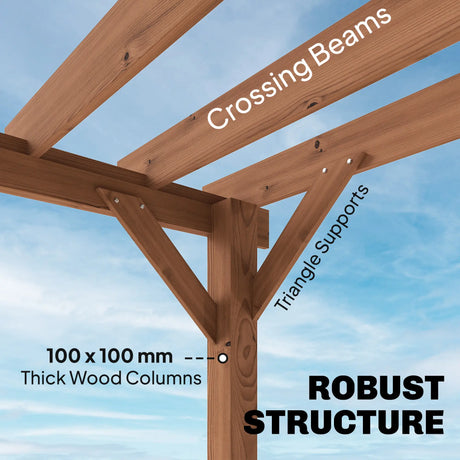 3.6m x 3m Wooden Pergola Kit - Maple Wood-Effect Garden Pergola with Grape Trellis Roof and Triangle Supports
