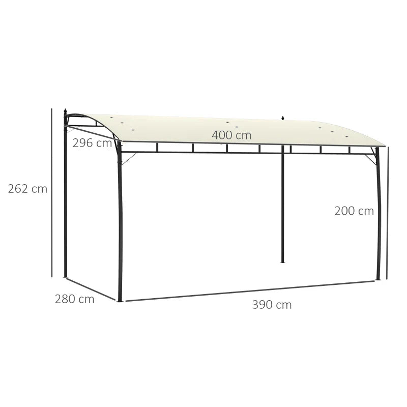3m x 4m Metal Frame Pergola – Cream Outdoor Garden Canopy Roof, Freestanding Patio Shade Shelter