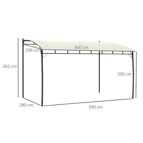 3m x 4m Metal Frame Pergola – Cream Outdoor Garden Canopy Roof, Freestanding Patio Shade Shelter