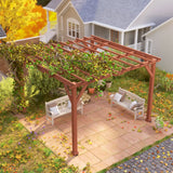 3.6m x 3m Wooden Pergola Kit - Maple Wood-Effect Garden Pergola with Grape Trellis Roof and Triangle Supports