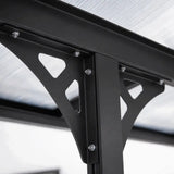 4.35m x 3m Wall Mounted Pergola with Retractable Canopy, Aluminium Frame & Polycarbonate Roof – Grey Patio Cover