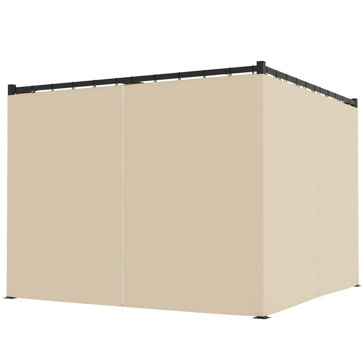 3m x 3m Retractable Metal Pergola Gazebo with Curtains – Outdoor Patio & Deck Shelter, Adjustable Canopy Shade for BBQ & Grill Area, Beige