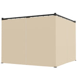 3m x 3m Retractable Metal Pergola Gazebo with Curtains – Outdoor Patio & Deck Shelter, Adjustable Canopy Shade for BBQ & Grill Area, Beige