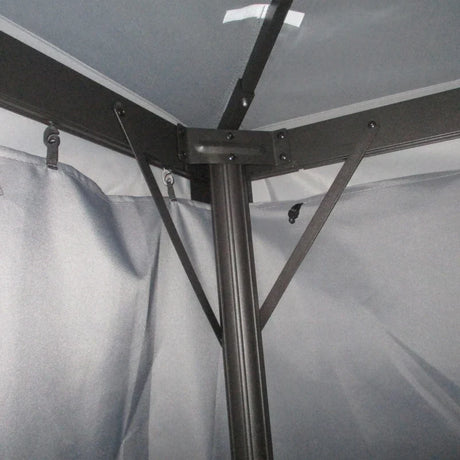 3 x 4m Dark Grey Aluminium Garden Gazebo - Marquee Canopy Shelter Pavilion Tent with Nets and Curtains for Outdoor Parties