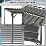 3m x 2.8m Metal Pergola – Grey Fabric Retractable Roof, Outdoor Patio Garden Shade Shelter