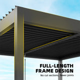 3m x 3m Louvered Pergola with Adjustable Metal Roof – Aluminium Patio Gazebo with Curtains & Netting, Modern Outdoor Garden Shelter in Dark Grey
