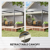 4m x 3m Metal Garden Pergola with Retractable Roof Canopy – Outdoor Gazebo Shelter for Patio & Garden, Adjustable Sun Shade, Cream White