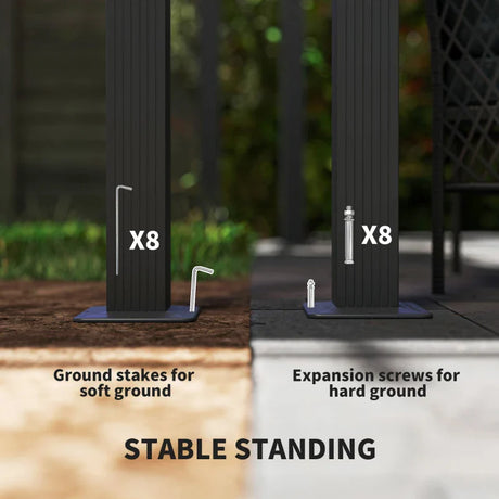 3m x 3m Aluminium Pergola – Khaki Retractable Canopy Roof, Outdoor Patio Shade Shel